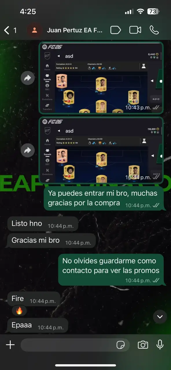 Testimonio real de cliente - Pantallazo WhatsApp
