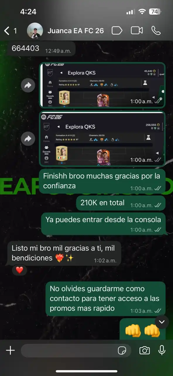 Testimonio real de cliente - Pantallazo WhatsApp